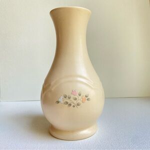 Pfaltzgraff Remembrance retired stoneware vase pink white peach floral 6.25 inch